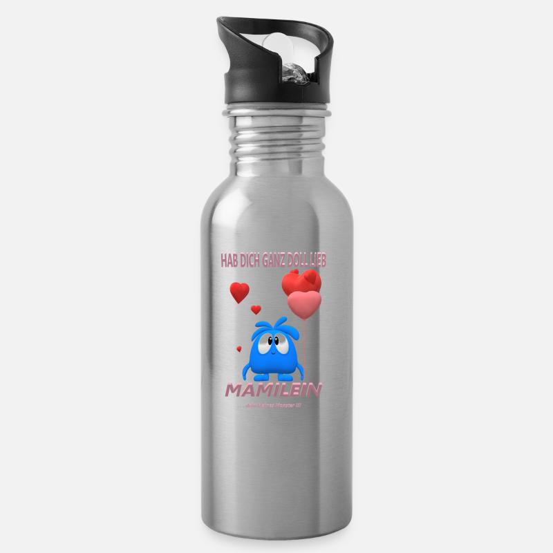 hab dich lieb mami - Trinkflasche mit integriertem Trinkhalm - Lightsilver