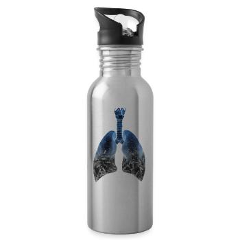 Raucherlunge - Rauchstopp jetzt! - Trinkflasche mit integriertem Trinkhalm - Lightsilver - Rechts