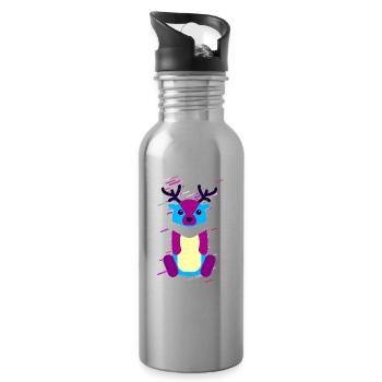 Baby Elch 80er Retro Violett - Trinkflasche mit integriertem Trinkhalm - Lightsilver - Rechts