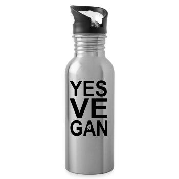 Yes ve gan - vegan - vegan - Gourde avec paille intégrée - argent clair - Droite