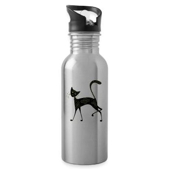 Katze Kater Kätzchen Katzen Kitten schwarze Katze - Trinkflasche mit integriertem Trinkhalm - Lightsilver - Rechts