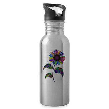 Sonnenblume Blume Staude Garten bunte Blumen - Trinkflasche mit integriertem Trinkhalm - Lightsilver - Rechts