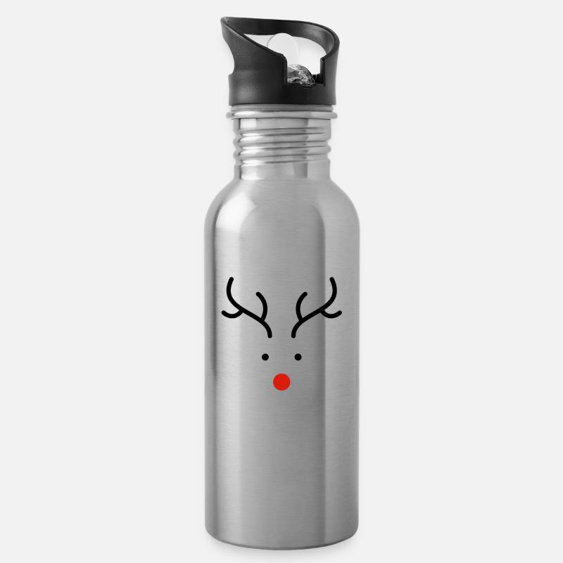 Christmas reindeer - Water bottle with straw - silver