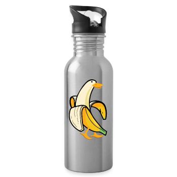 Banane de canard drôle - Gourde avec paille intégrée - argent clair - Droite