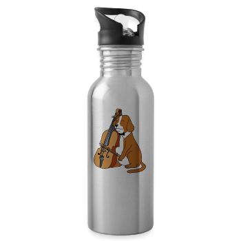 Hund Just Cellin Design für Cellisten - Trinkflasche mit integriertem Trinkhalm - Lightsilver - Rechts