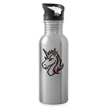 Einhorn Krone - Trinkflasche mit integriertem Trinkhalm - Lightsilver - Rechts