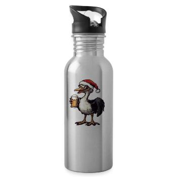 Strauß Weihnachten Bier Lustig - Trinkflasche mit integriertem Trinkhalm - Lightsilver - Rechts