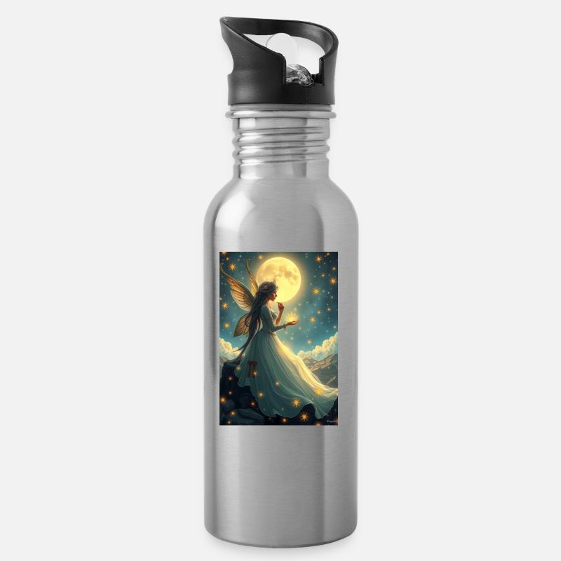 Fairy Light - Water bottle with straw - silver