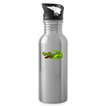 Crocodile drôle - Gourde avec paille intégrée - argent clair - Droite