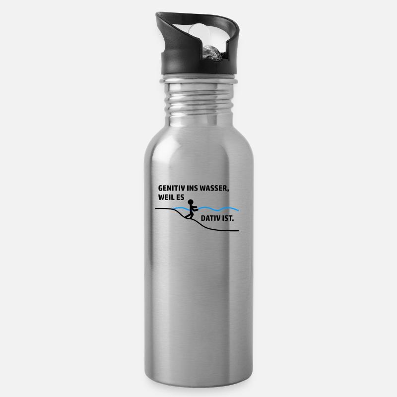 Génitif dans l'eau, car c'est un datif. - Gourde avec paille intégrée - argent clair