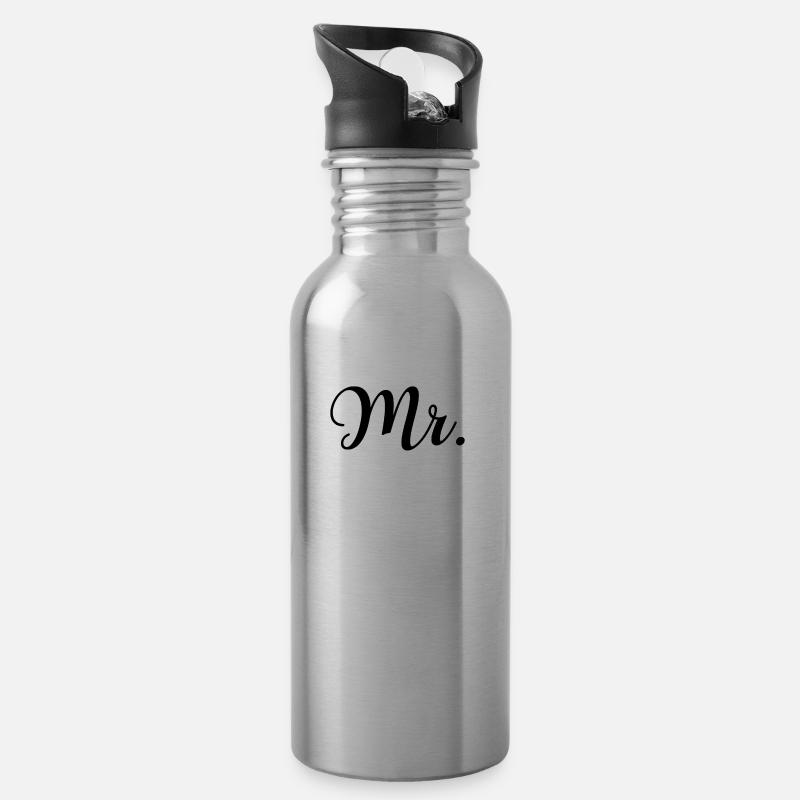 Conception de marié de mariage M. & Mme Just Married - Gourde avec paille intégrée - argent clair