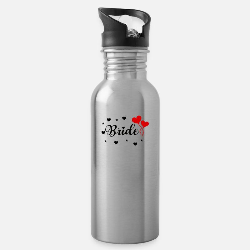 Bride Just Married Hochzeit Braut Design - Trinkflasche mit integriertem Trinkhalm - Lightsilver