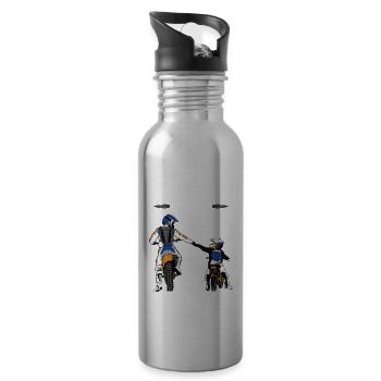 Motorrad Papa Sohn Motorräder Motorradfahren Bike - Trinkflasche mit integriertem Trinkhalm - Lightsilver - Rechts