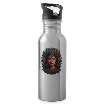 Indian Woman - Water bottle with straw - silver - Right