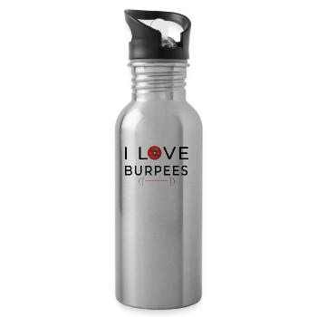 Burpees - Water bottle with straw - silver - Right