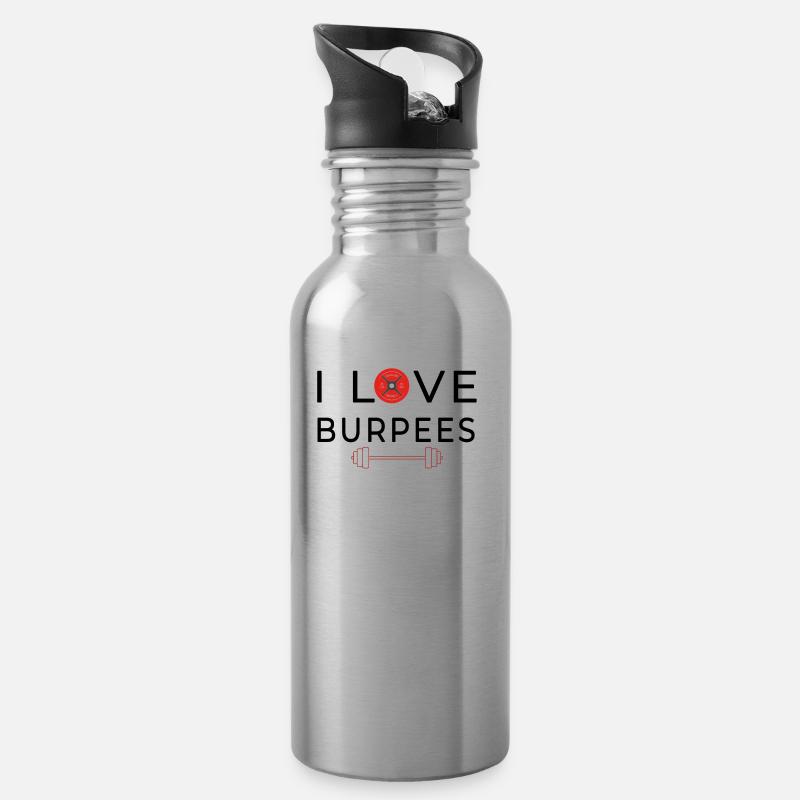 Burpees - Trinkflasche mit integriertem Trinkhalm - Lightsilver