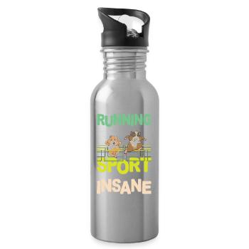 Running Is A Mental Sport And We Are All Insane - Trinkflasche mit integriertem Trinkhalm - Lightsilver - Rechts