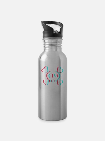 Skull - Water bottle with straw - silver