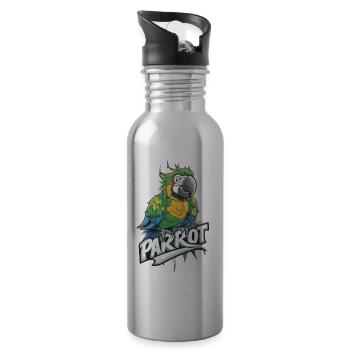 Ara Papagei für einen Vogelliebhaber - Trinkflasche mit integriertem Trinkhalm - Lightsilver - Rechts