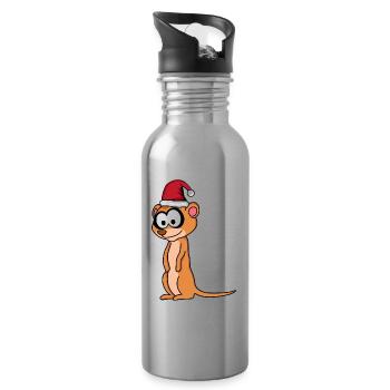 Suricate Comique de Noël - Gourde avec paille intégrée - argent clair - Droite