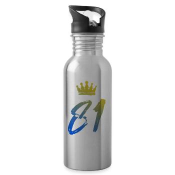 81 Zahl Krone - Trinkflasche mit integriertem Trinkhalm - Lightsilver - Rechts