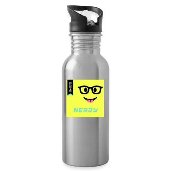 Journée Emoji 2022 - Emoji Nerdy - Design A - Gourde avec paille intégrée - argent clair - Droite