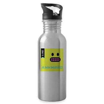 Journée Emoji 2022 - Emoji Awkward - Design A - Gourde avec paille intégrée - argent clair - Droite