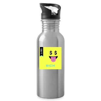 Journée Emoji 2022 - Emoji Rich - Design A - Gourde avec paille intégrée - argent clair - Droite