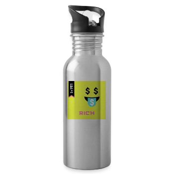 Emoji Day 2022 - Emoji Rich - Design B - Trinkflasche mit integriertem Trinkhalm - Lightsilver - Rechts