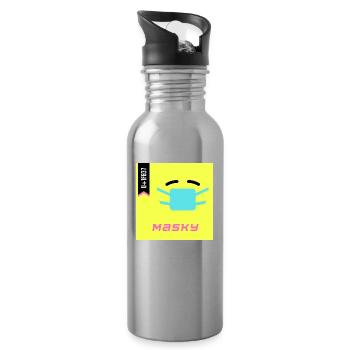 Journée Emoji 2022 - Emoji Masky - Design A - Gourde avec paille intégrée - argent clair - Droite