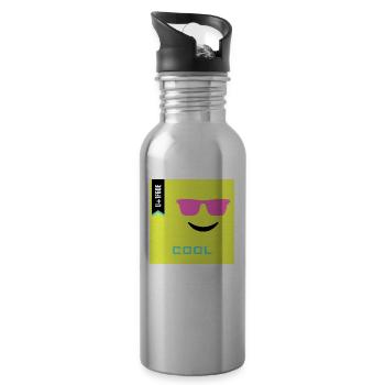 Journée Emoji 2022 - Emoji Cool - Design A - Gourde avec paille intégrée - argent clair - Droite