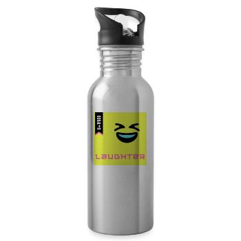 Journée Emoji 2022 - Emoji Rire - Design B - Gourde avec paille intégrée - argent clair - Droite