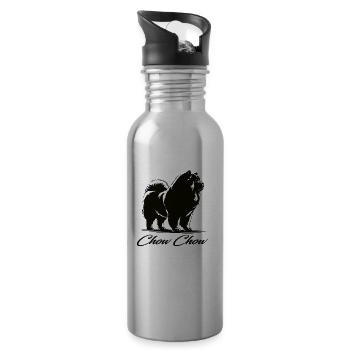 Chow Chow Design – Majestätisch und Stolz - Trinkflasche mit integriertem Trinkhalm - Lightsilver - Rechts