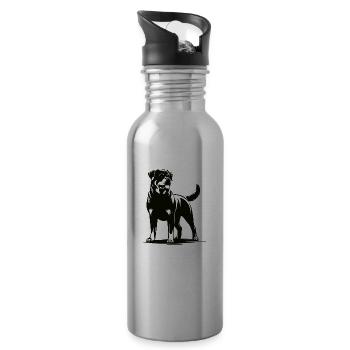 Rottweiler Design – Für echte Hundefreunde - Trinkflasche mit integriertem Trinkhalm - Lightsilver - Rechts