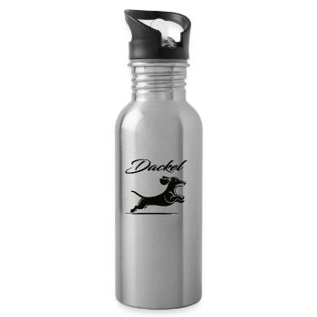 Lustiger Dackel – Der lange Hund mit viel Humor - Trinkflasche mit integriertem Trinkhalm - Lightsilver - Rechts