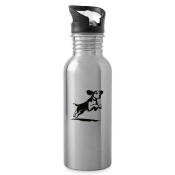 Süßes Beagle Design – Für echte Hundefans - Trinkflasche mit integriertem Trinkhalm - Lightsilver - Rechts