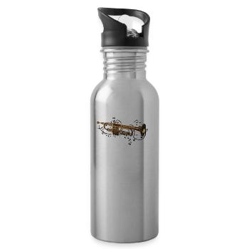 Musik und Noten kommen aus dem Instrument Trompete - Trinkflasche mit integriertem Trinkhalm - Lightsilver - Rechts
