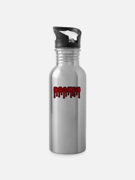 Broken - Trinkflasche mit integriertem Trinkhalm - Lightsilver
