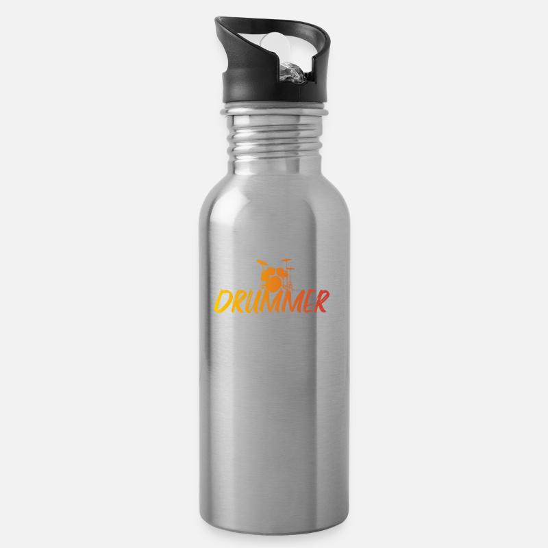 Drummer - Trinkflasche mit integriertem Trinkhalm - Lightsilver