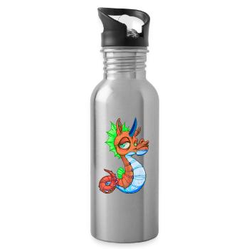 Cute Seahorse Unicorn Seahorse Gift - Water bottle with straw - silver - Right