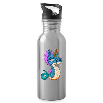Cute Seahorse Unicorn Seahorse Gift - Water bottle with straw - silver - Right