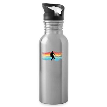 Fussball - Trinkflasche mit integriertem Trinkhalm - Lightsilver - Rechts