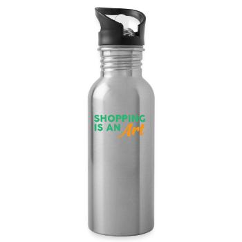 Shopping is an art - Water bottle with straw - silver - Right