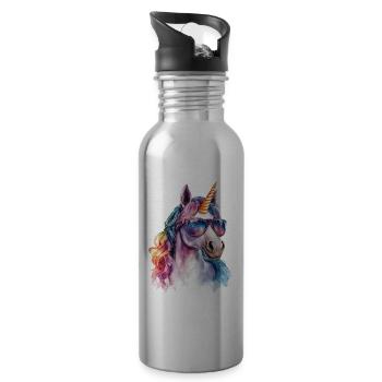 Einhorn Sonnenbrille - Trinkflasche mit integriertem Trinkhalm - Lightsilver - Rechts