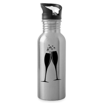 Sektgläser - Trinkflasche mit integriertem Trinkhalm - Lightsilver - Rechts