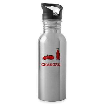 Tomate Ketchup Lustiges Tomayra Grafikdesign - Trinkflasche mit integriertem Trinkhalm - Lightsilver - Rechts