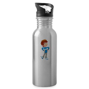 Boy Soccer Player - Trinkflasche mit integriertem Trinkhalm - Lightsilver - Rechts