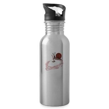 Silly snail gift - Water bottle with straw - silver - Right