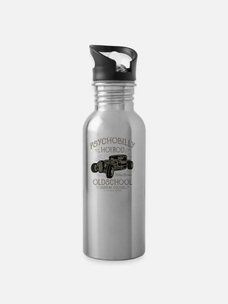 Psychobilly Hotrod - Water bottle with straw - silver