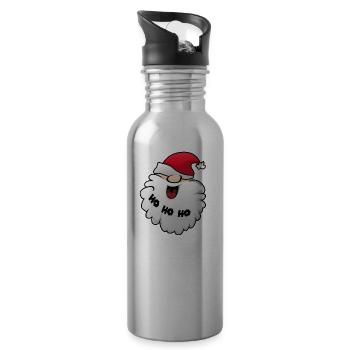 Weihnachtsmann Geschenk Santa Claus Nikolaus Xmas - Trinkflasche mit integriertem Trinkhalm - Lightsilver - Rechts